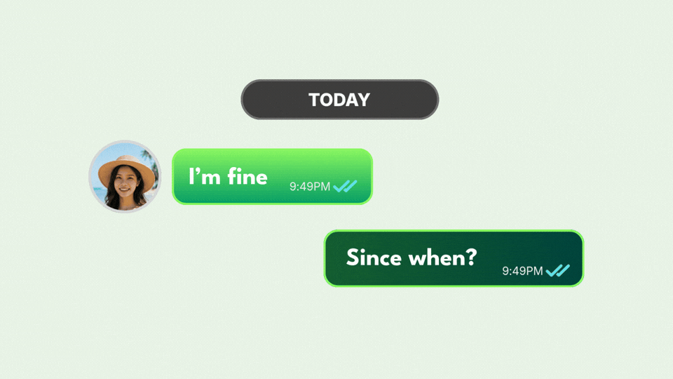 Chat exchange animation, I'm fine, since when